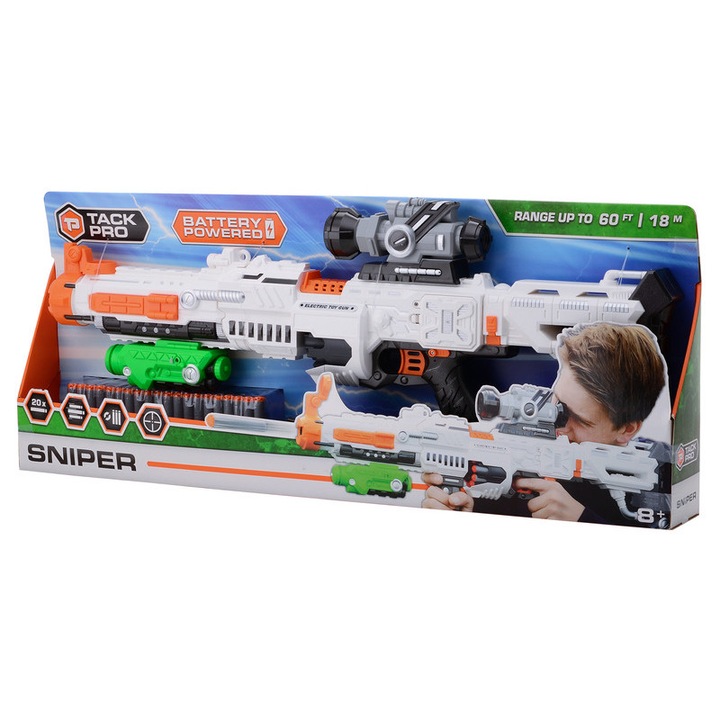 Pusca Tack Pro Serve and Protect, 75 cm, set cu 22 proiectile din spuma, accesorii incluse