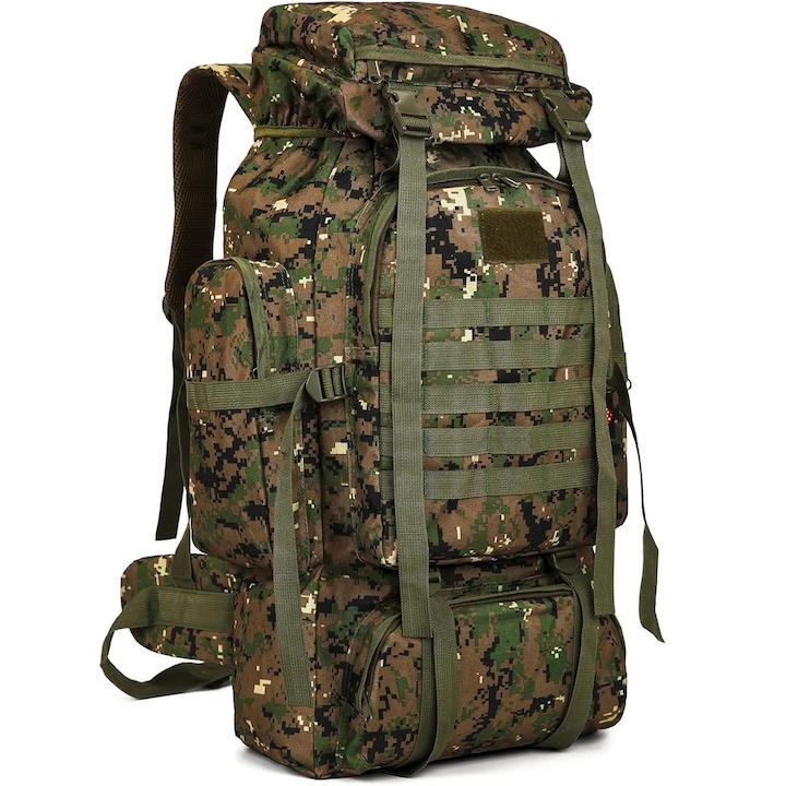 Rucsac multifunctional, Bedee®, Rucsac tactic militar, Material Oxford 900D rezistent la apa, la rupere si la zgarieturi, bretele de umar cu captuseala din burete respirabil si plasa largita, stabil, sistem extern Molle conceput, verde