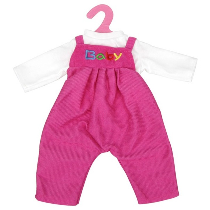 Set haine pentru păpuși, salopetă albastră și tricou alb, 46 cm