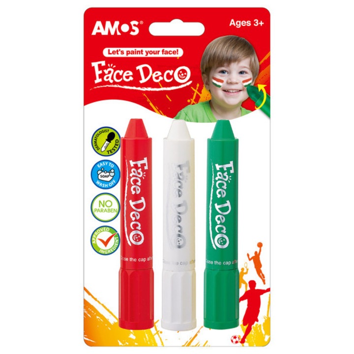 Vopsea pentru fata in culorile rosu-alb-verde