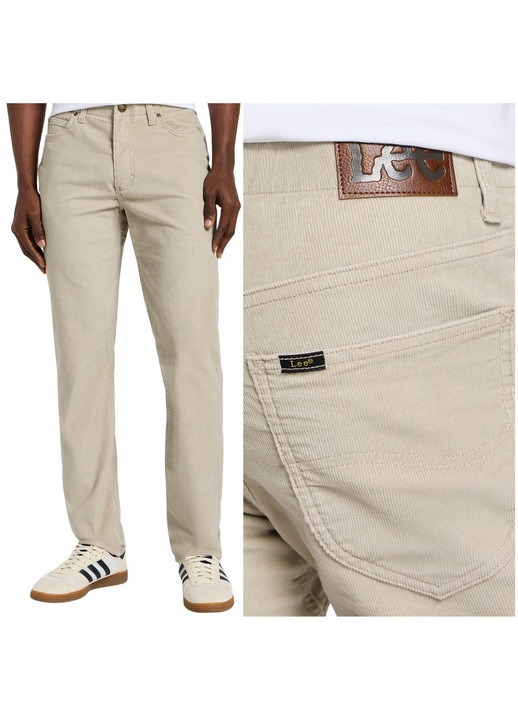 Pantaloni Lee Slim Fit Extreme Motion bej W30 L34, din velur elastic, croi conic