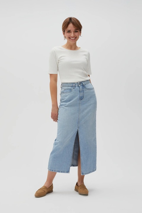 Fusta din denim midi albastra, Albastru deschis