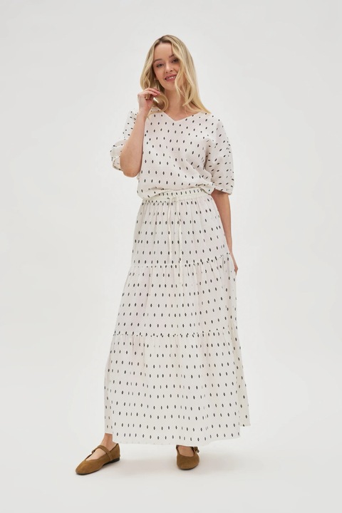 Fustă maxi MOODO, bumbac, Alb murdar