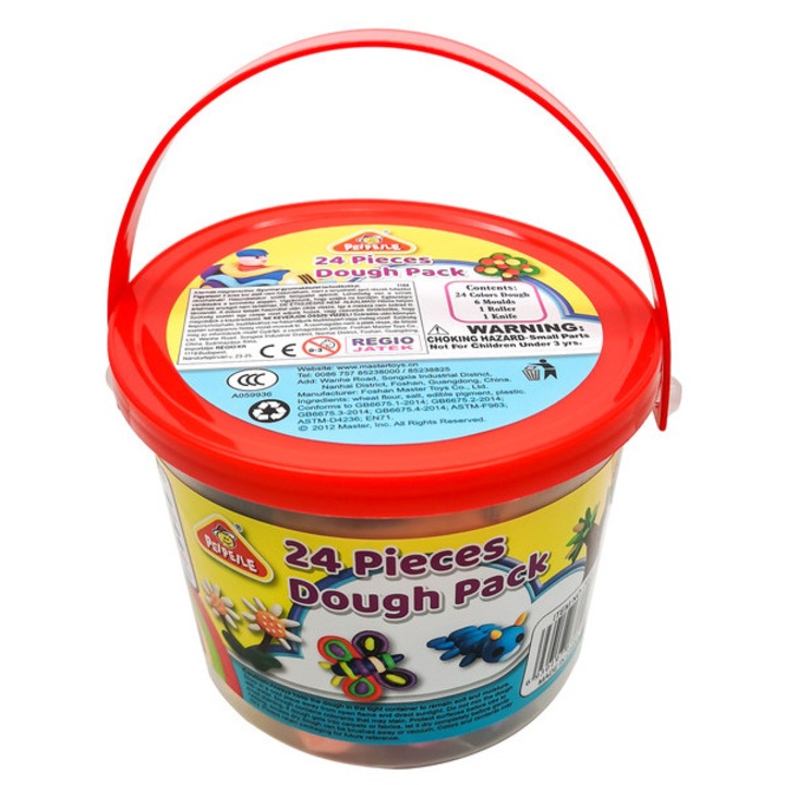 Set de modelare cu plastilina în galeată, FOSHAN MASTER, 24 culori, multicolor, 15x15x12cm