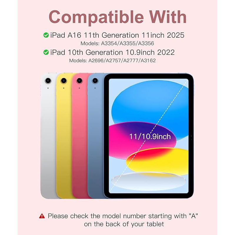 Husa cu tastatura wireless pentru tableta, compatibil cu iPad 11 (A16) 2025/10 2022, VIENOD®, husa detasabila cu tastatura wireless cu iluminare de fundal in 7 culori si suport pentru creion, Bluetooth USB Type-C functie stand si slot stylus, roz