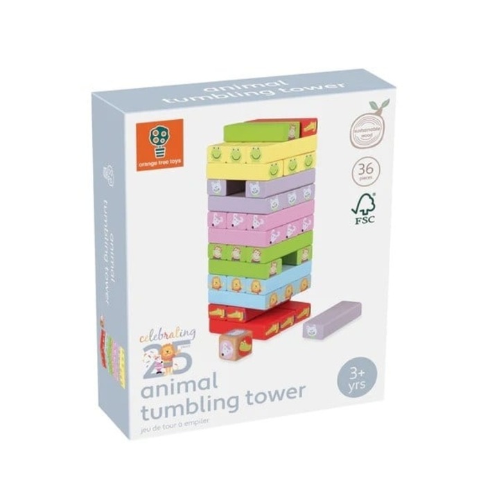 Turn Instabil cu animale, Orange Tree Toys, multicolor, lemn, pentru 1-4 jucători, +3 ani