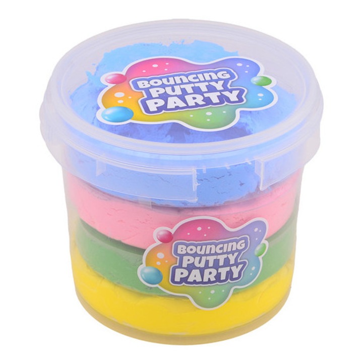 Plastilina elastica in 4 culori, intr-o galeata