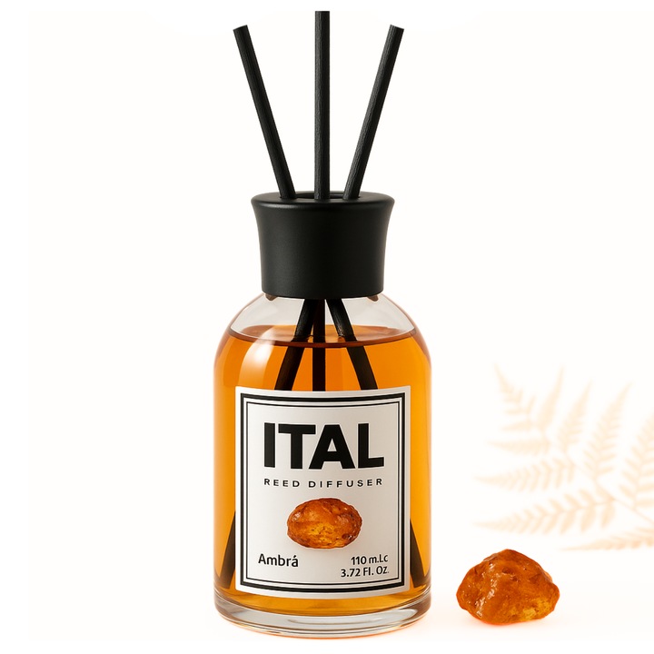 Odorizant de camera ITAL Amber Essence, Parfum de Chihlimbar + Betisoare bambus, 110 ml