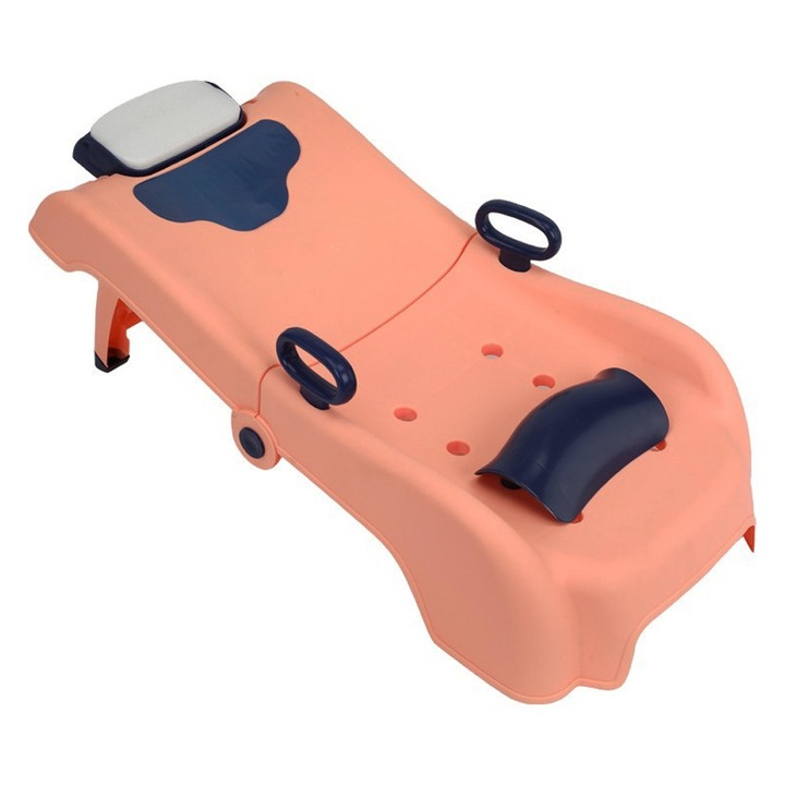 Подложка за миене на коса за деца на 0-16 години, с противоплъзгащи крачета, полипропилен, с дръжки, розова, 82 x 40 x 28 см