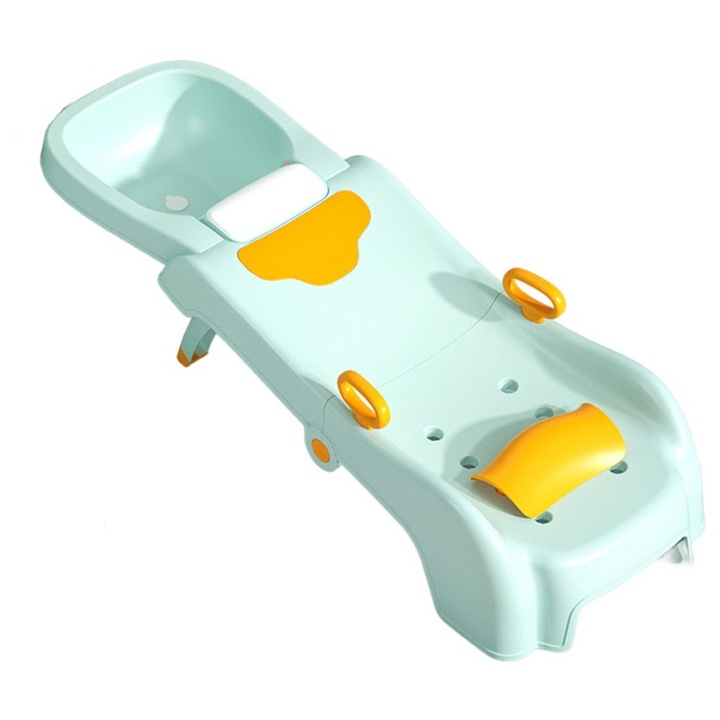 Подложка за миене на коса, с нехлъзгащи се крачета и отцедник, полипропилен, с дръжки, зелена, 110 x 35 x 21 см