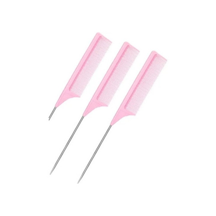 Piepteni antiestatici din fibra de carbon cu ceara de otel inoxidabil, set de perii de par, profesional, durabil