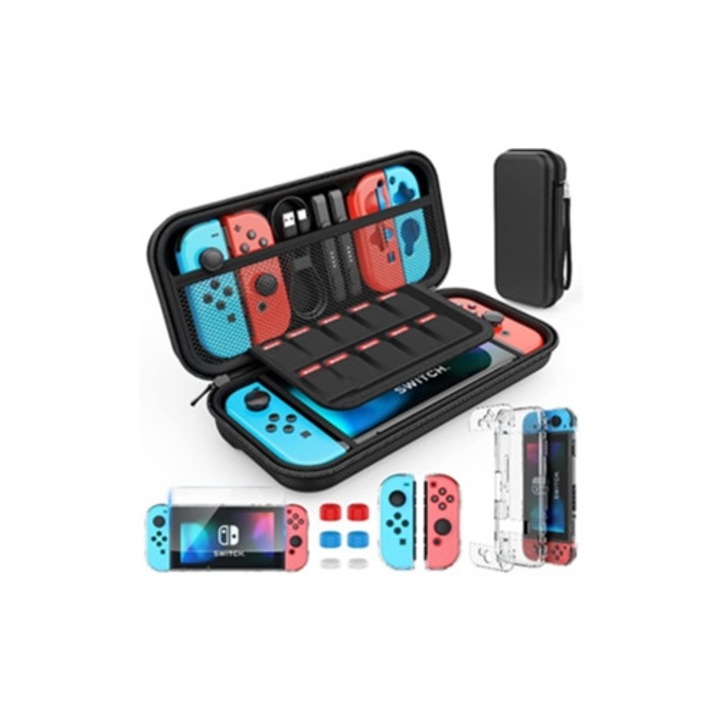Защитен калъф Nintendo Switch, вътрешност от микрофибър, дизайн с амортисьор, твърд, за транспортиране и съхранение