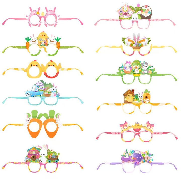 Комплект Великденски Декорации InBoxxarty, 24 Очила за Великденско Парти, Многоцветни