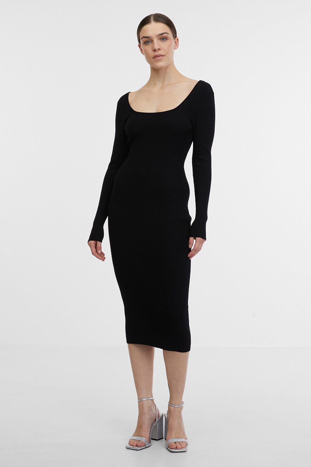 orsay, Rochie tricotata cu decupaje pe partea din spate, Negru, L