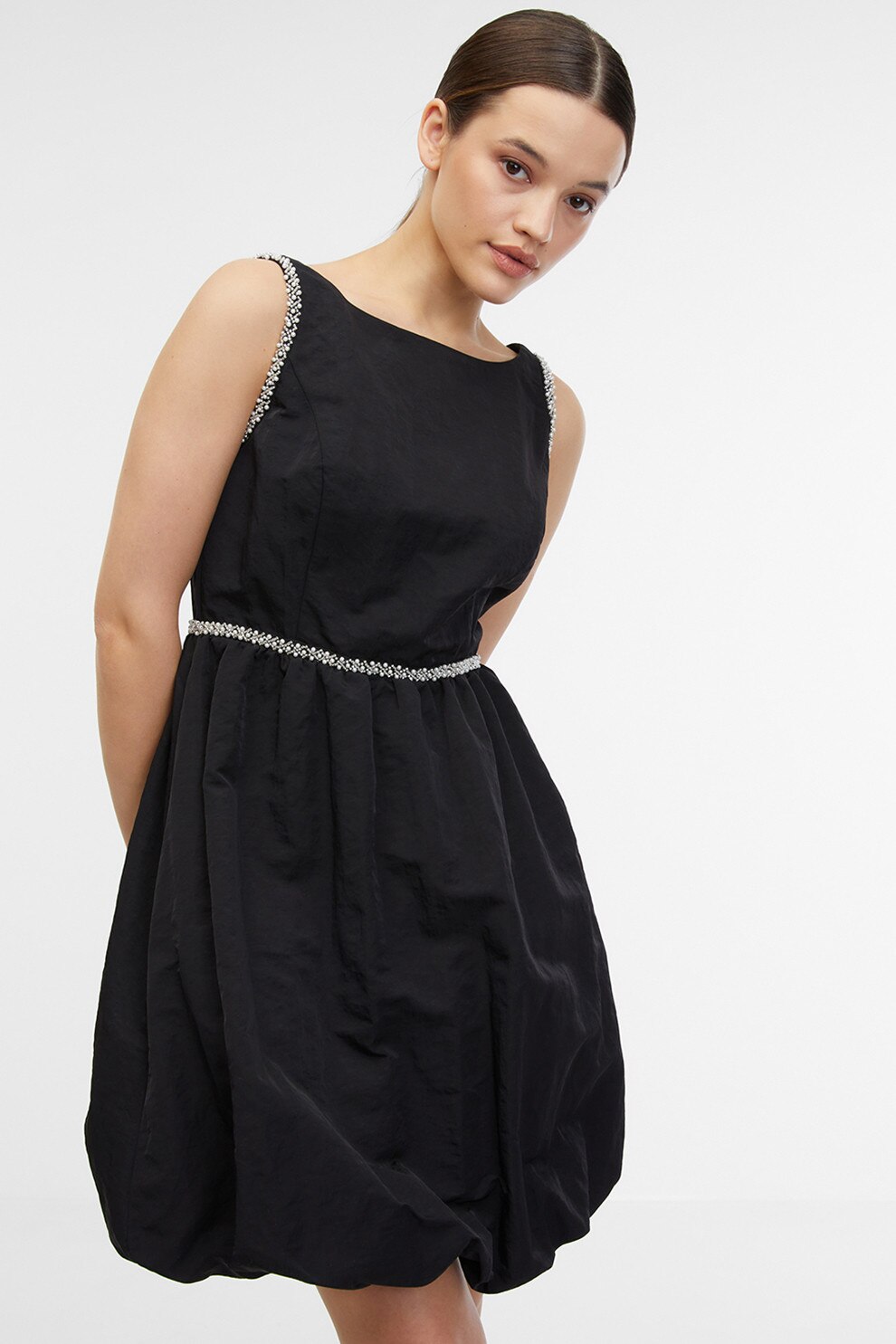 orsay, Rochie cu aplicatii cu strasuri, Negru, 38