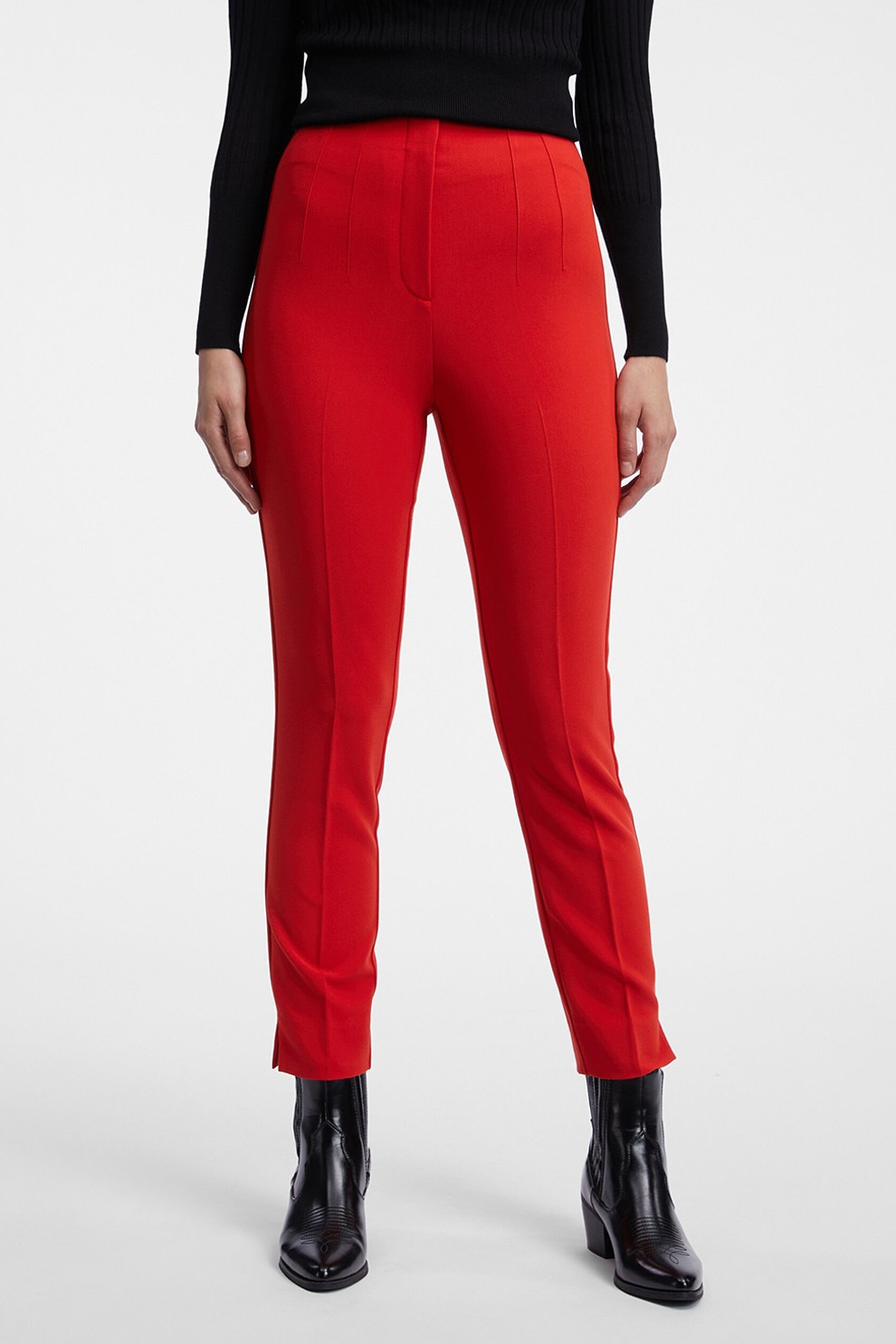 Orsay, Pantaloni crop slim fit, Rosu, 36