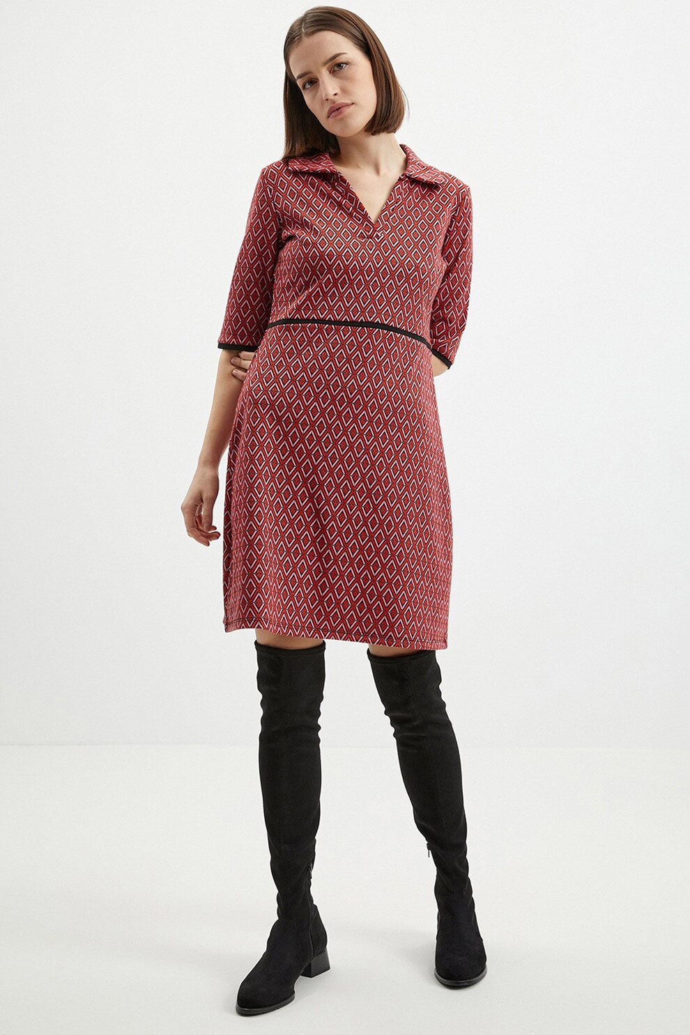 orsay, Rochie scurta cu maneci medi, Roz deschis, Rosu inchis, S