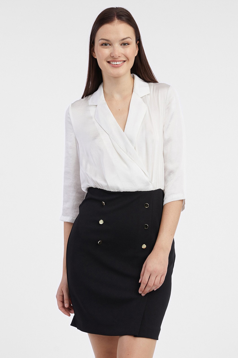 orsay, Rochie cu design 2-in-1, Alb, Negru, 36
