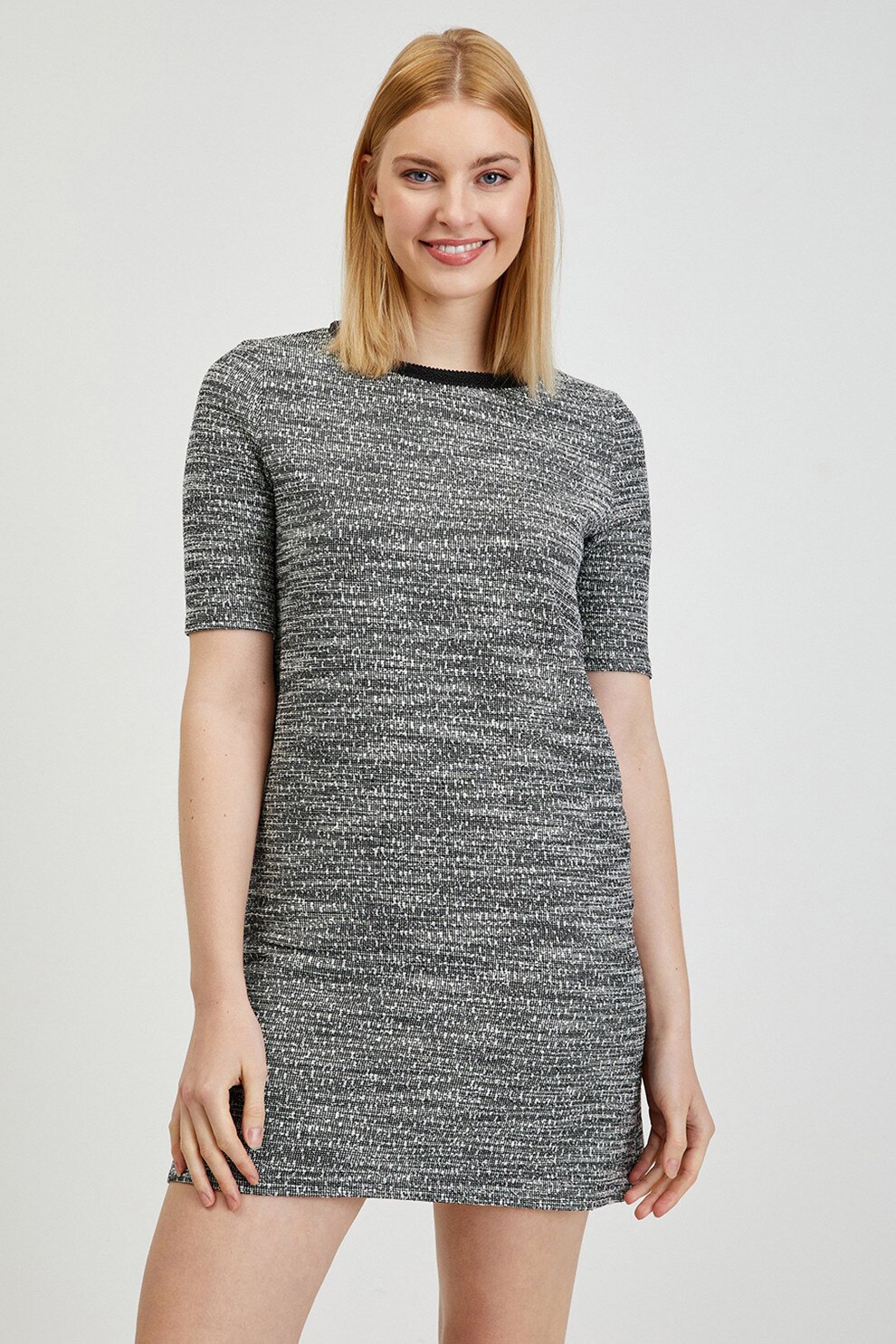 orsay, Rochie cu maneci medi, Gri melange, M