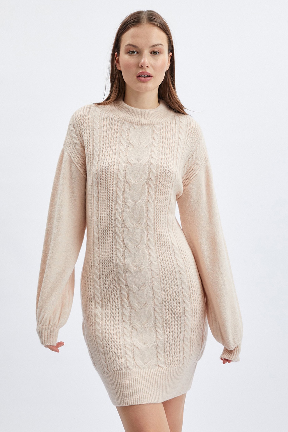 orsay, Rochie-pulover cu torsade, Crem, L
