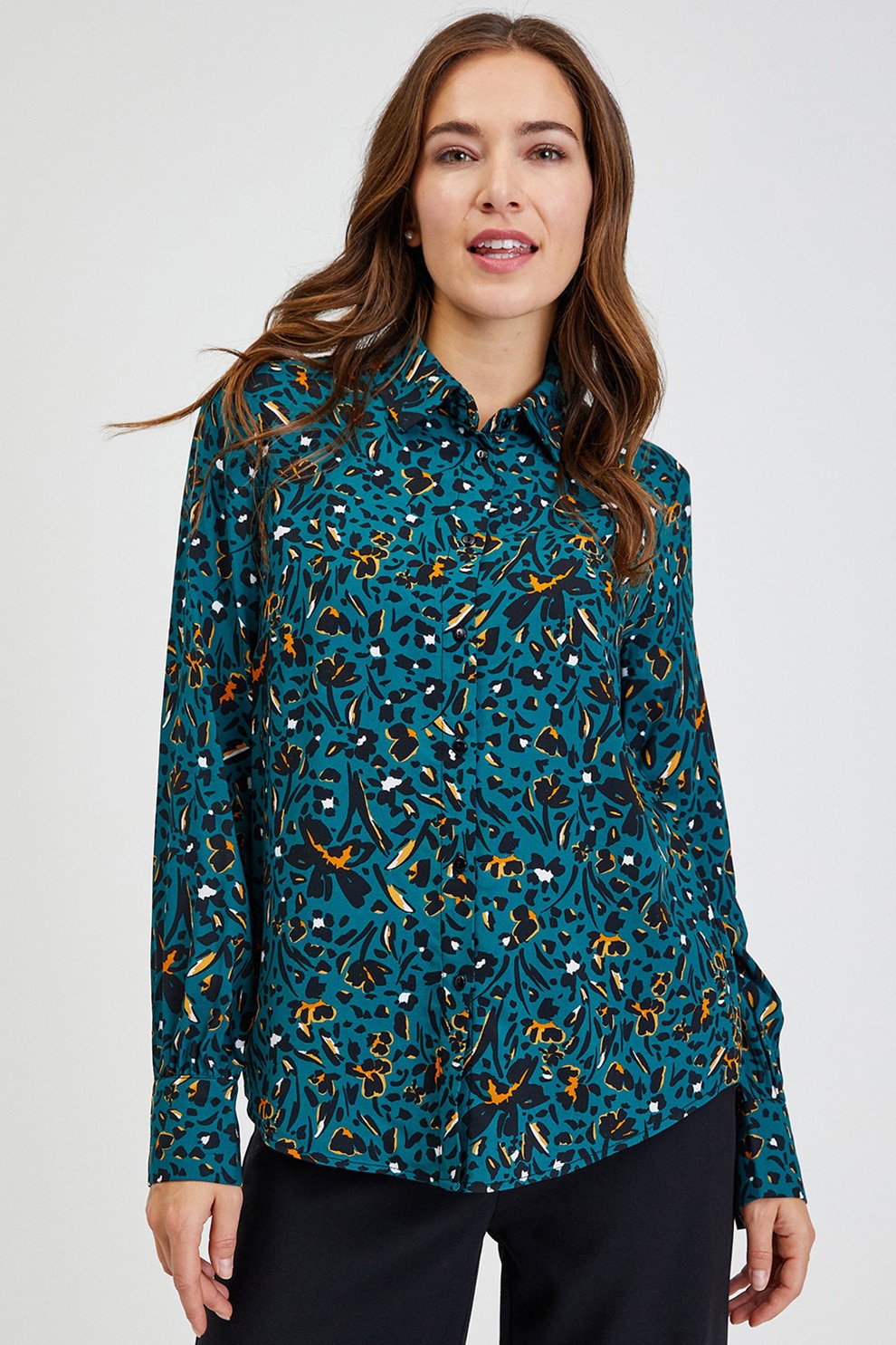 orsay, Camasa cu model, Verde persan, 40