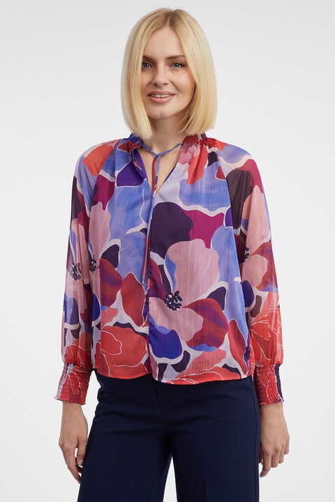 orsay, Bluza cu maneci raglan si imprimeu, Roz/Albastru