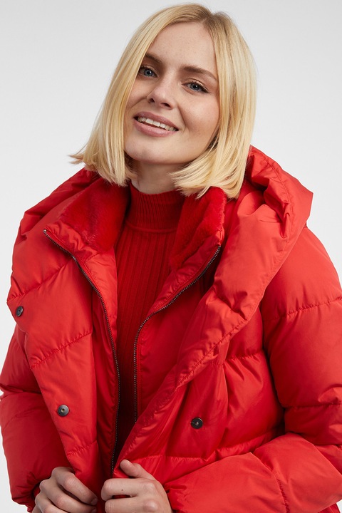 Orsay, Geaca cu vatelina si umplutura de puf din pene cu guler inalt, Rosu