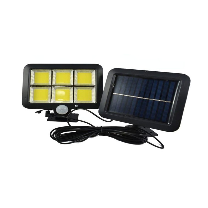Set 2 Lampi Solare cu Senzor de Miscare, Panou Detasabil si Telecomanda, Iluminare Exterior LED, Rezistente la Apa
