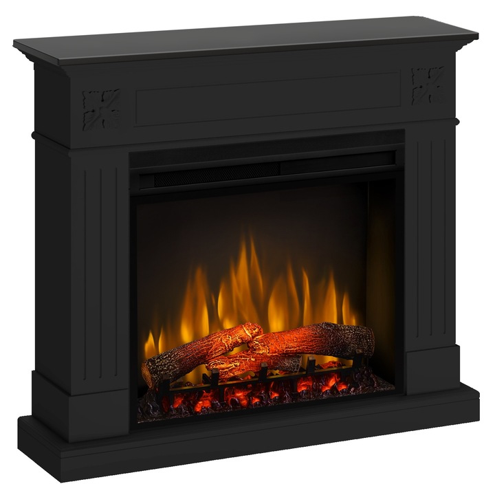 Semineu electric London Negru cu focar electric 3D Dimplex Optiflame XHD28 si sunet