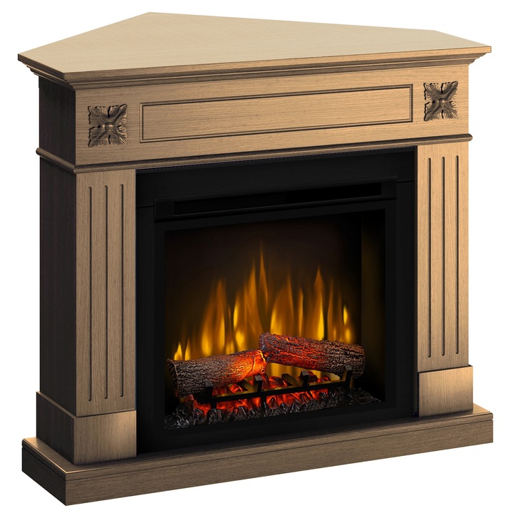 Semineu electric London Drept/Colt Stejar cu focar electric 3D Dimplex Optiflame XHD23 si sunet