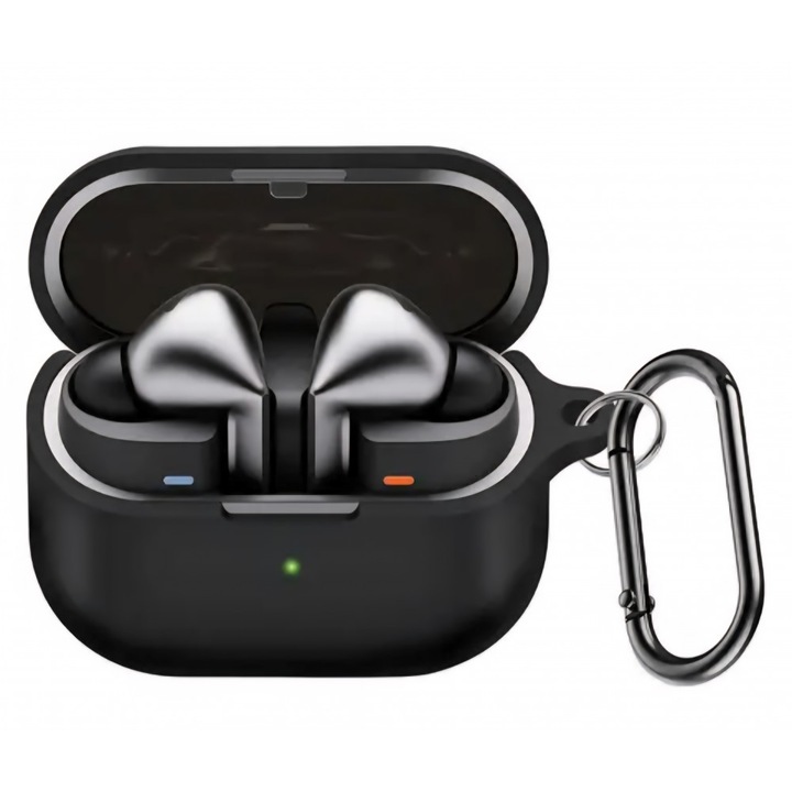 Husa protectie casti wireless, THD, compatibila Samsung Galaxy Buds3 FE, neagra