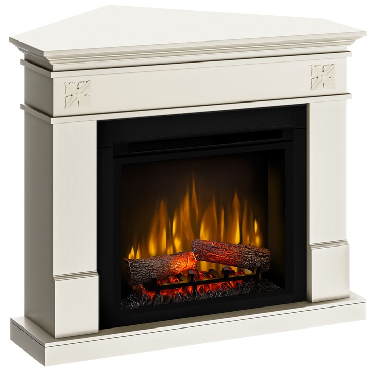 Semineu electric Lisabona Flower Drept/Colt Antichizat cu focar electric 3D Dimplex Optiflame XHD23 si sunet