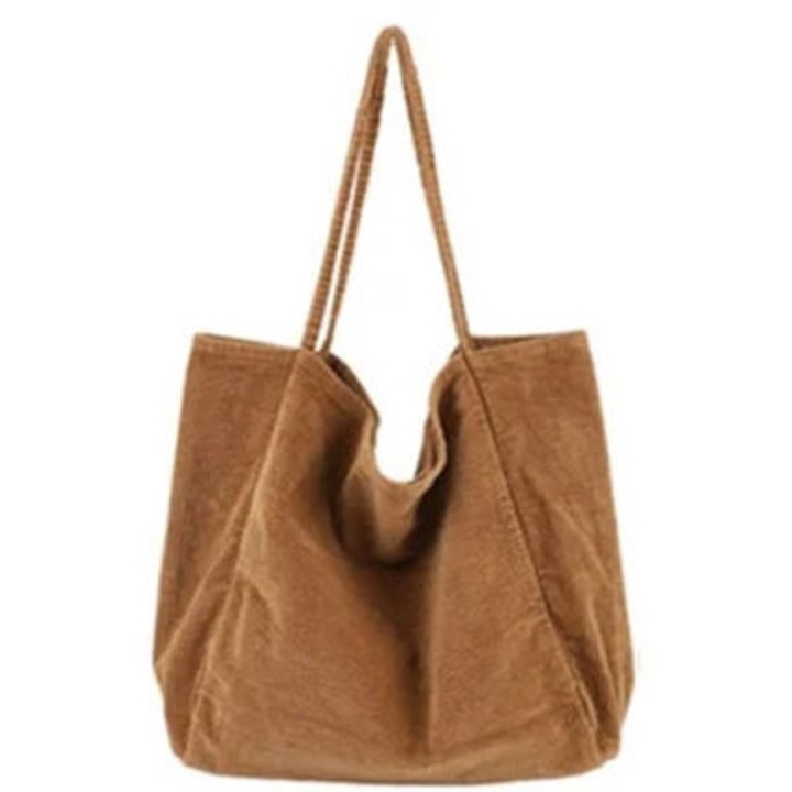 Női válltáska, összecsukható, kordbársony, fő rekesszel, cipzárral, 40x40x23cm