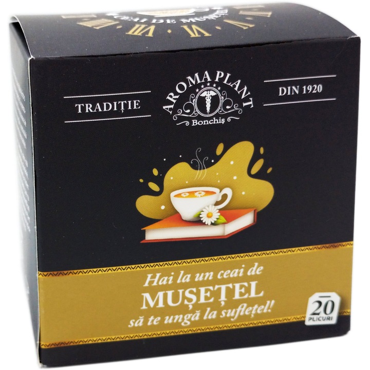 Ceai de Musetel (Chamomilla recutita), 100% natural fara aditivi sau pesticide, plic dublu, 20doze, Fitoterapeut Bonchis