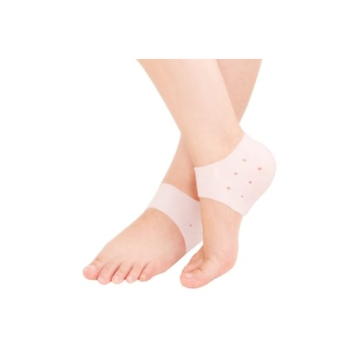 Sosete protectoare din silicon pentru calcaie crapate, unisex, alb