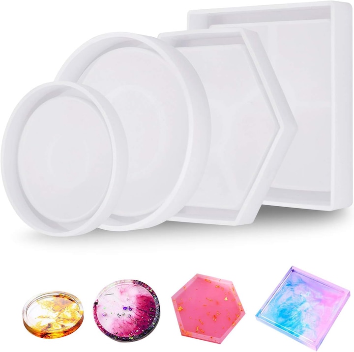 Set 4 matrite din silicon pentru rasina epoxidica, reutilizabile