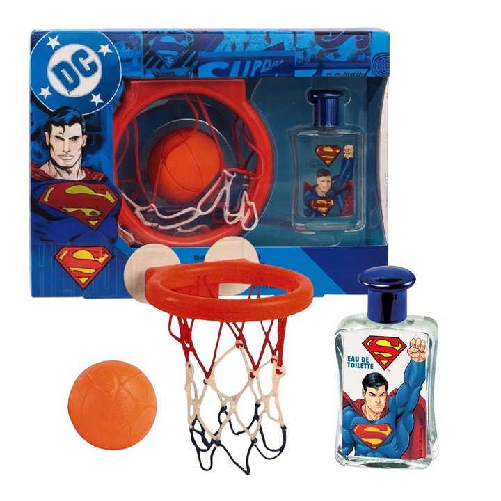 Set cadou baieti Superman, cu apa de toaleta 50 ml & cos de baschet, 2229