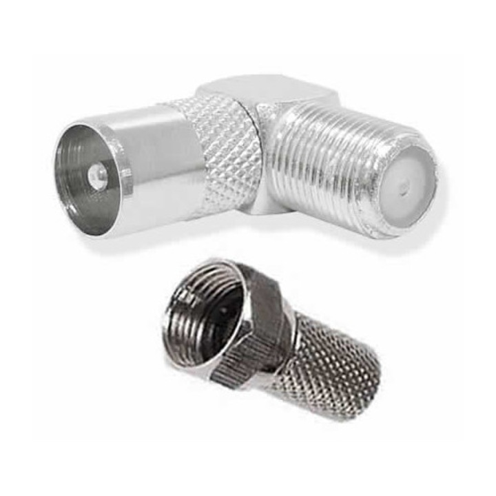 Set 5 Mufa antena TV tata 90 grade, Active, rf cablu coaxial, conectori legatura inclusi