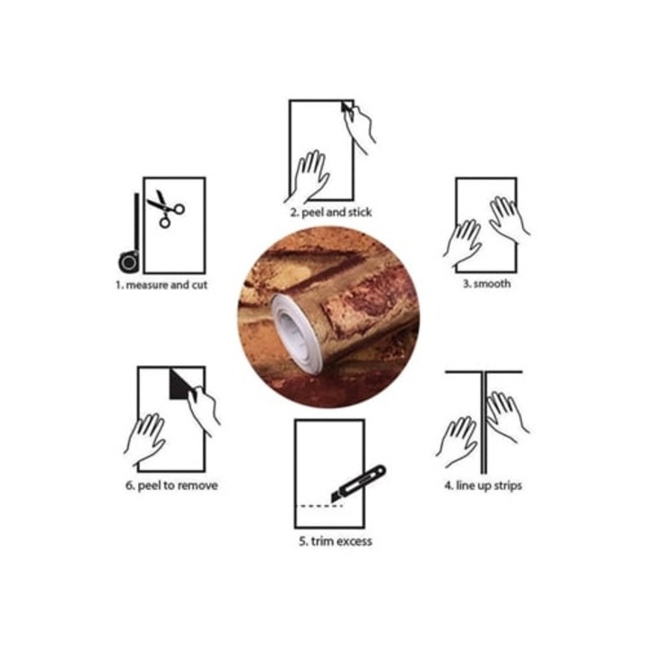 Самозалепващ се тапет с тухлена основа, използван в спални, кухни и гардероби