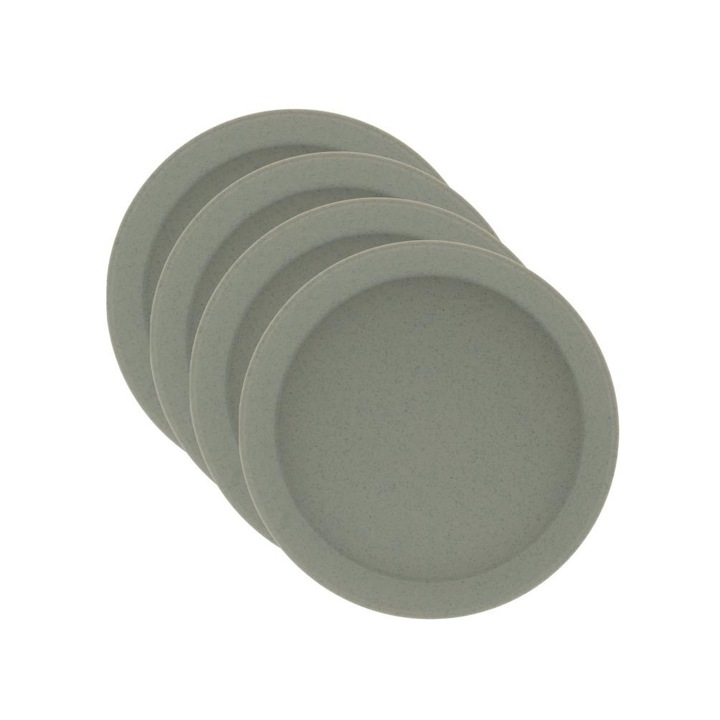 Set 4 farfurii, Koziol Connect Plate, material sustenabil, gri, 20.5x20.5cm