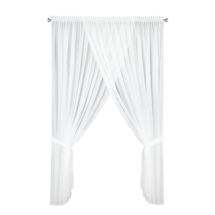 Perdea rejansa Eurofirany 400x250 бяла, полиестерен материал, краища с дантела