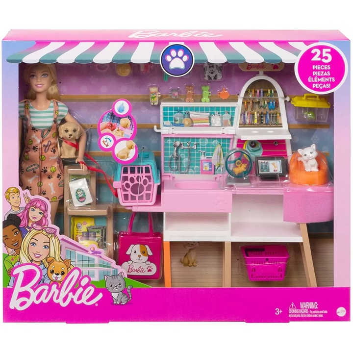 Barbie set de joaca magazin accesorii animalute