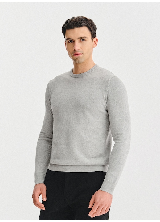 Ferfi szurke pamut pulover kasmirral Pako Lorente, Szürke