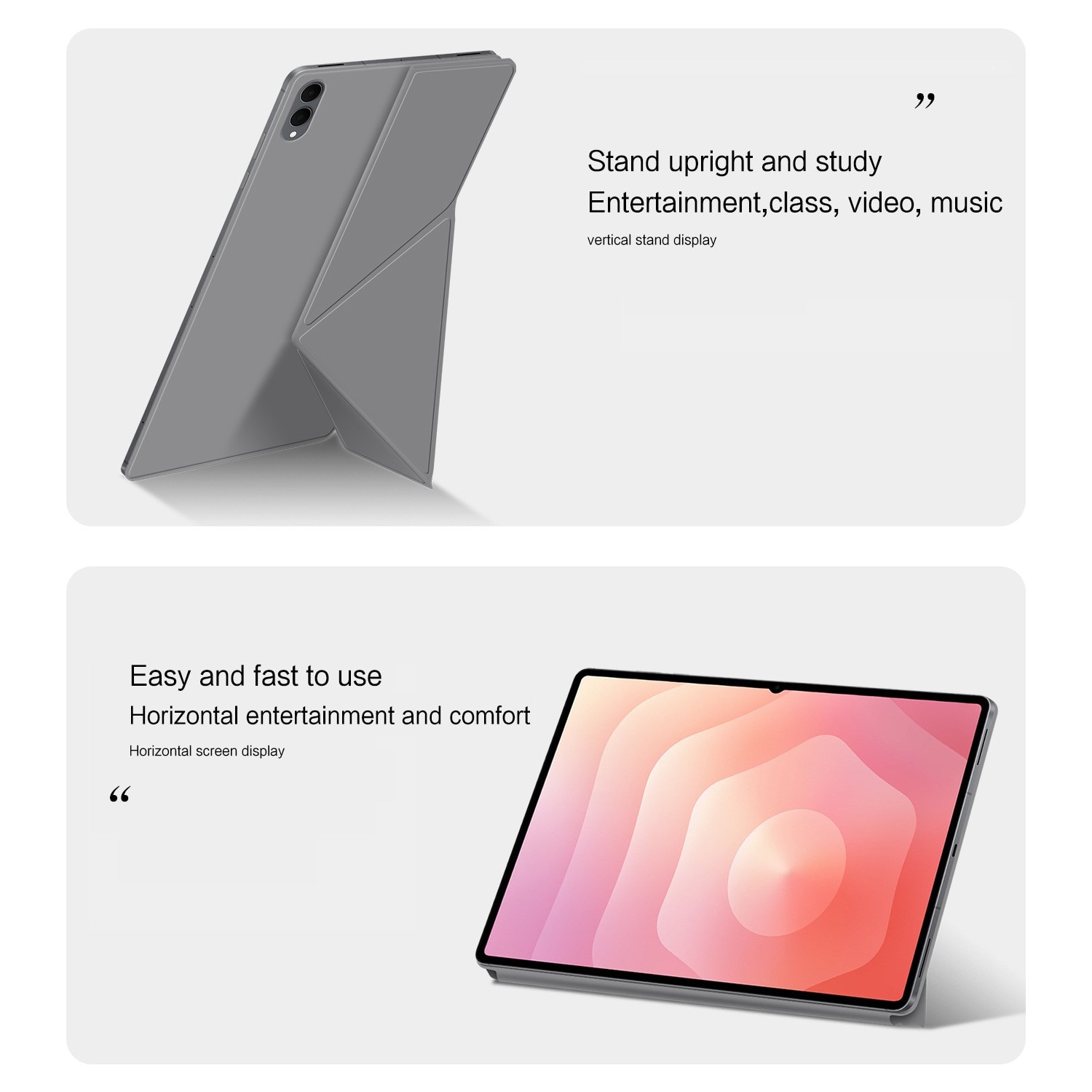 Husa de protectie Samsung pentru Galaxy Tab S11 Ultra Book Cover, Suport multiunghiular, Gri
