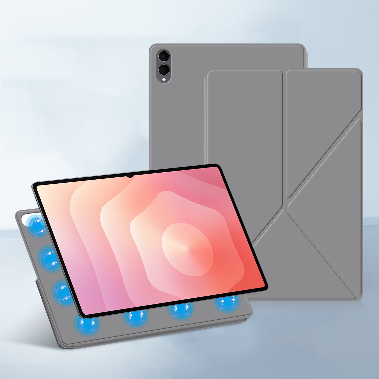 Husa de protectie Samsung pentru Galaxy Tab S11 Ultra Book Cover, Suport multiunghiular, Gri