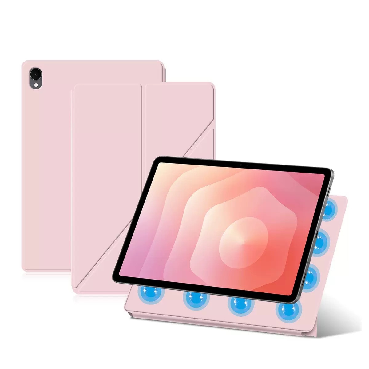 Husa de protectie compatibil cu Samsung pentru Galaxy Tab S11 Ultra Book Cover, Suport unghiular multi, Roz