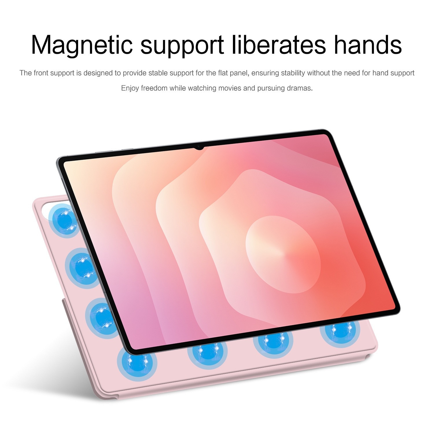 Husa de protectie compatibil cu Samsung pentru Galaxy Tab S11 Ultra Book Cover, Suport unghiular multi, Roz