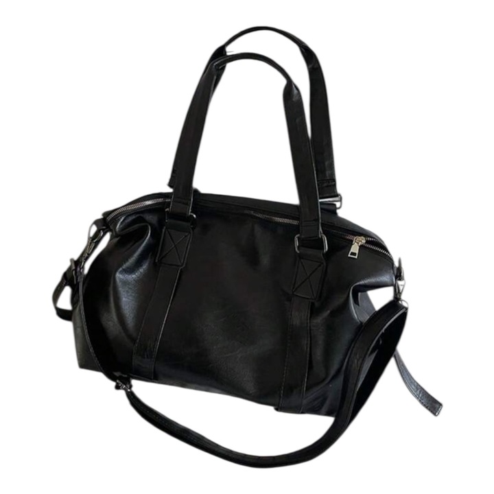 Női táska, fekete, ökológiai bőr, 42x14x13cm