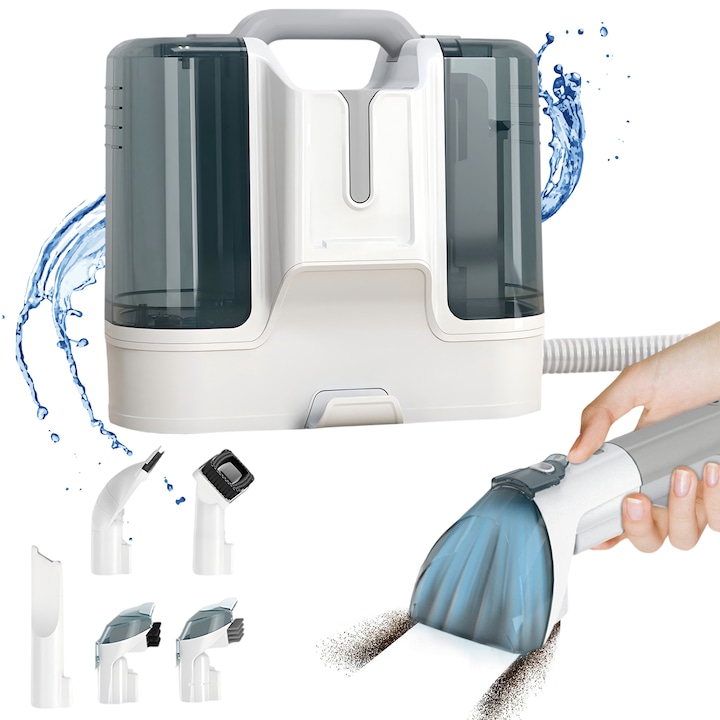 Aspirator cu spalare AKKEE Rowenta Clean, 450W, 600ml, Gri/Alb, 33x23x30cm