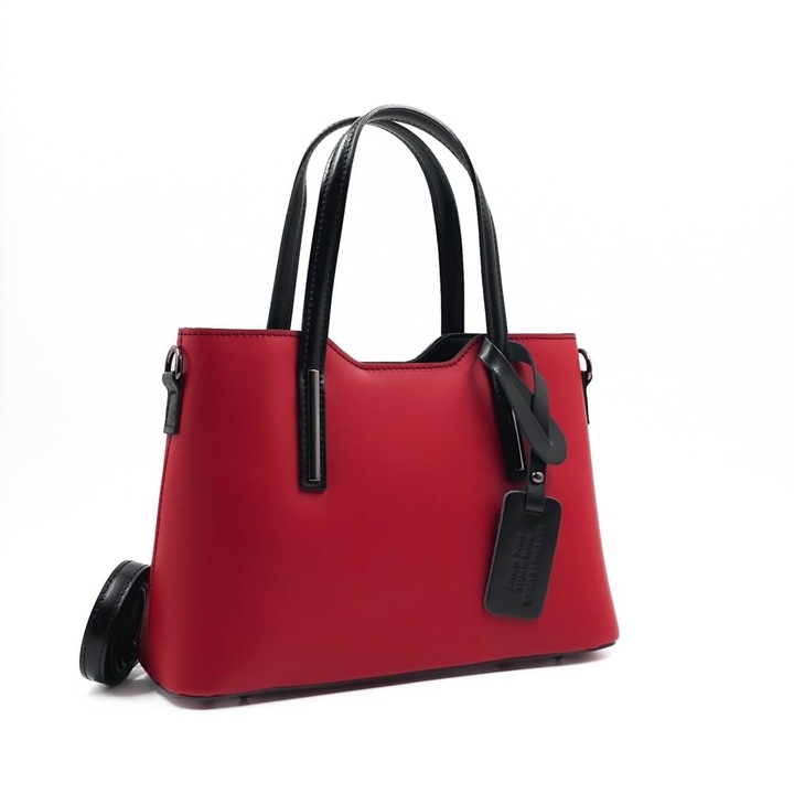 Poseta Piele Mini Michelle - Rosu, Geanta Office din Piele Naturala, Geanta, Genti